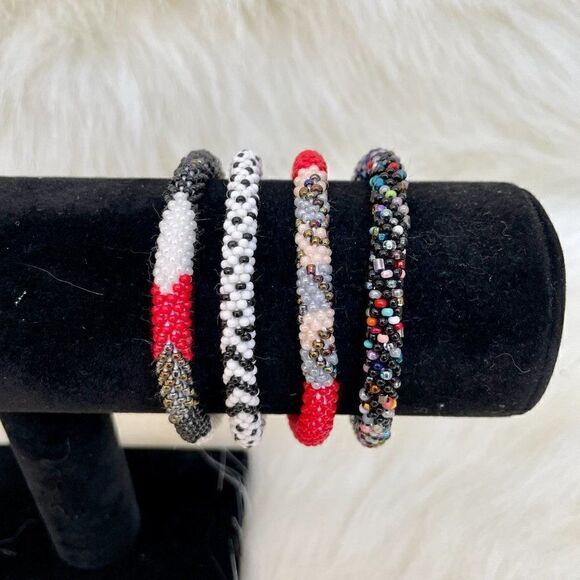 HAND CRAFTED in Nepal Beaded Bracelets (set of 4) #207 - Picture 4 of 5